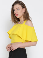 Yellow Frilled Strappy Crop Top