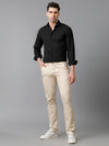 Mens Regular Fit Solid Black Casual Linen Shirt