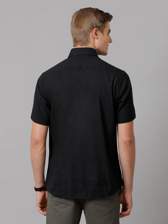 Men Solid Casual Black Shirt