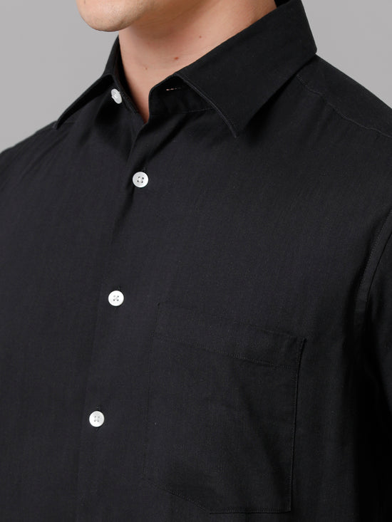 Men Solid Casual Black Shirt