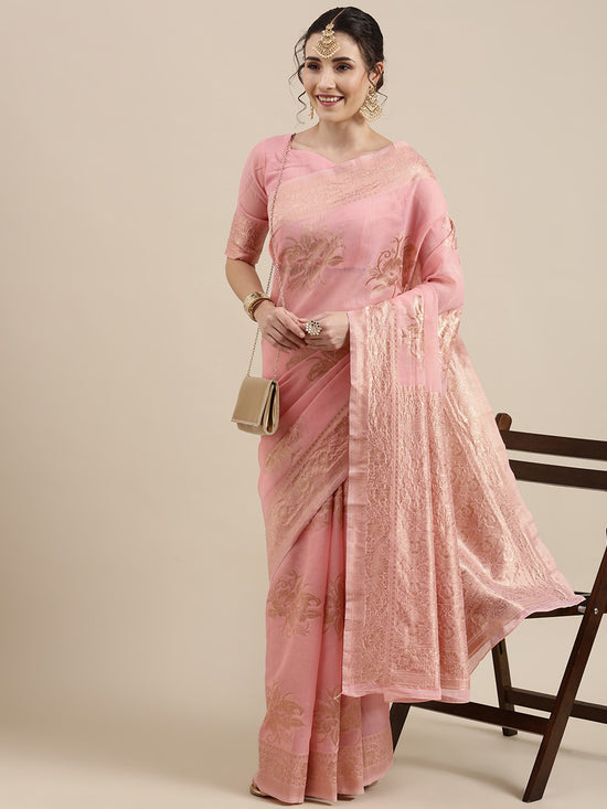 Sareemall Pink Woven Women Saree