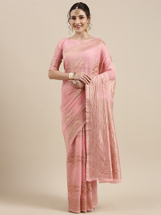 Sareemall Pink Woven Women Saree