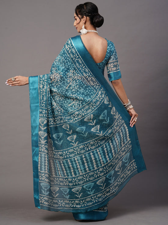 Sareemall Blue Solid Women Saree