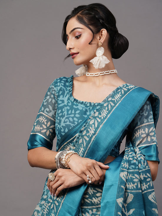 Sareemall Blue Solid Women Saree