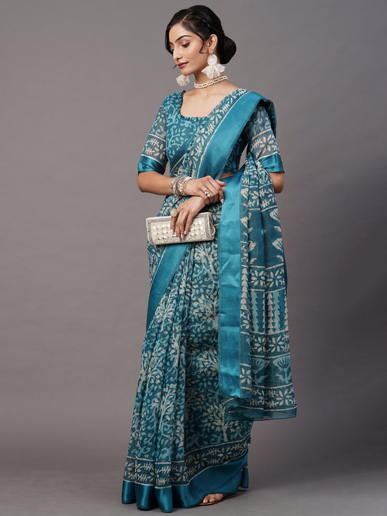 Sareemall Blue Solid Women Saree