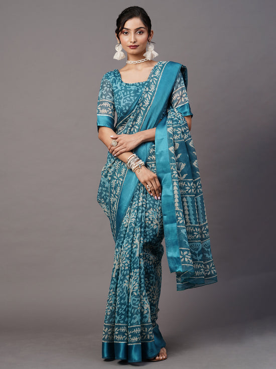 Sareemall Blue Solid Women Saree