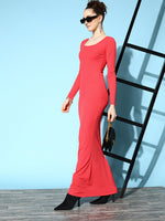 Veni Vidi Vici Coral Bodycon Maxi Dress