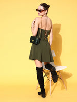 Veni Vidi Vici Olive Lace Up Back Bodycon Dress