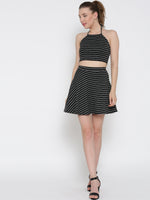 Black Striped Co-Ordinate Halter Skater