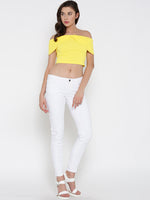 Yellow Bow Front Bardot Crop Top