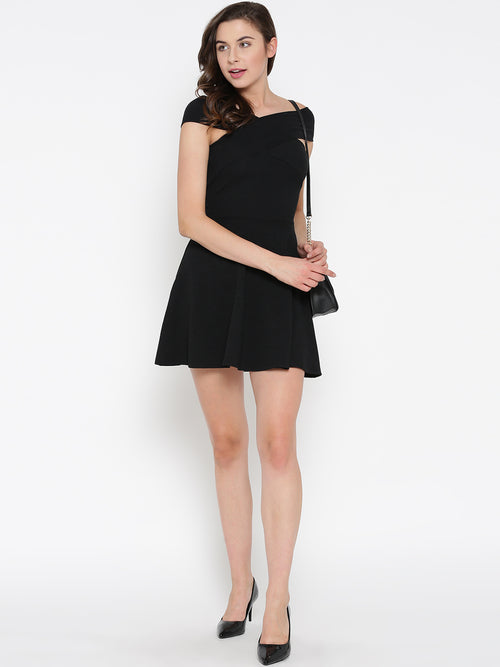 Black Bandage Bardot Skater Dress