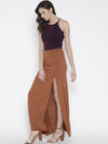 Wine Faux Lace-Up Crop Top