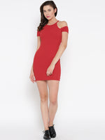 Red Cold Shoulder Bodycon Dress