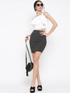 Black Striped Bodycon Skirt