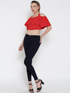 Red Frilled Strappy Crop Top