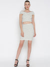 White Striped Bandage Bardot Bodycon Co-Ordinate Dress