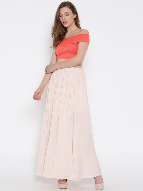 Coral Bandage Bardot Crop Top