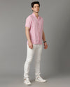 Mens Regular Fit Solid Pink Casual Linen Shirt