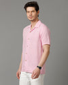 Mens Regular Fit Solid Pink Casual Linen Shirt