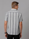 Men Striped Casual Grey Shirt