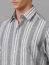 Men Striped Casual Grey Shirt