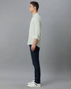 Mens Regular Fit Solid Green Casual Linen Shirt