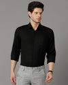 Mens Regular Fit Solid Black Casual Linen Shirt