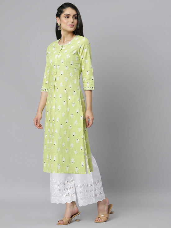 Women's Floral Printed Rayon Straight Kurta