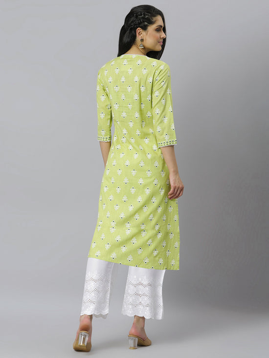 Women's Floral Printed Rayon Straight Kurta