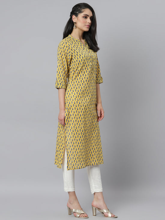 Women's Printed Cotton Blend Straight Kurta