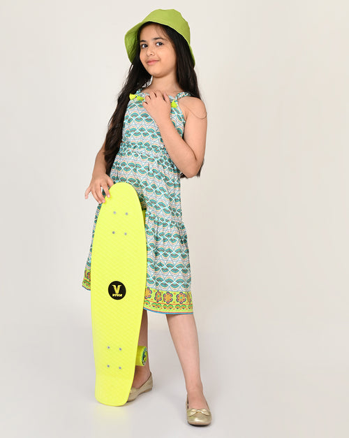 Sassy Boho Girls Green cut-outs at waist Dress from the sibling collection