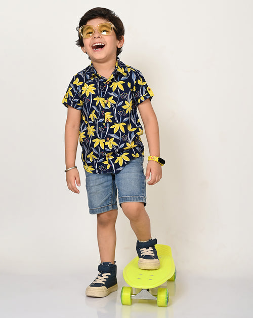 Sassy Boho Boys Navy Shirt from the sibling collection