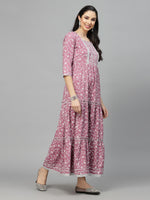 Stylum Women's Printed & Embellished Rayon Tiered kurta