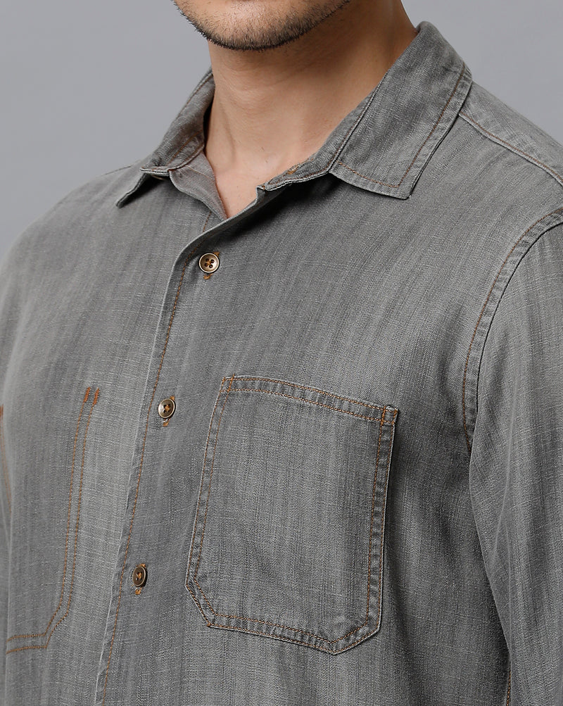 Prototype Men Washed Casual Brown Shirt