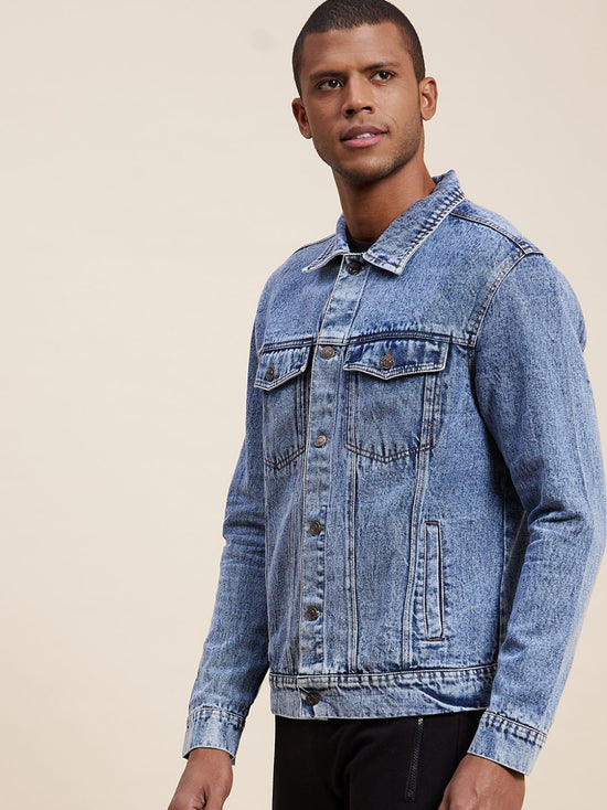 Men's Blue Washed Denim Jacket