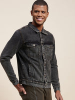 Men's Black Washed Denim Jacket