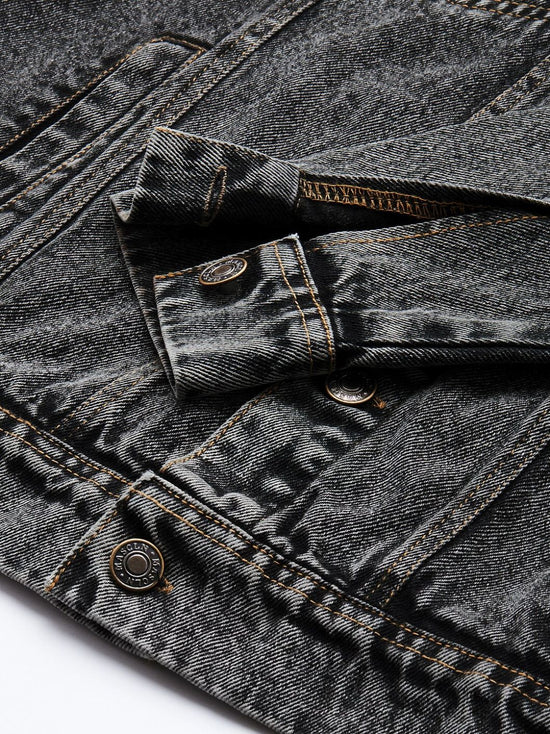 Men's Black Washed Denim Jacket