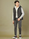 Men Black Sleeveless Puffer Hoodie Jacket