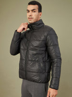 Men's Black Full Sleeve Puffer Jacket