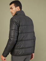 Men's Black Full Sleeve Puffer Jacket