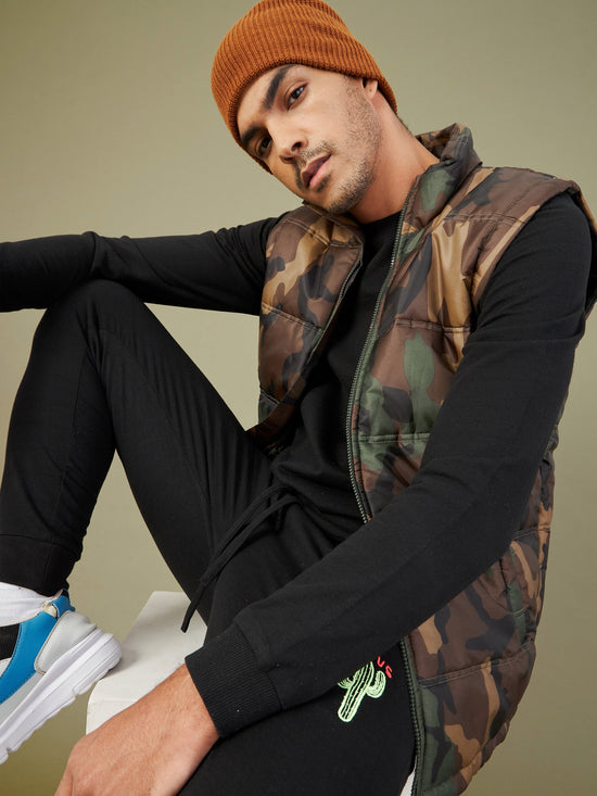 Men's Camouflage Sleeveless Puffer Jacket