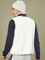 Men's White Sleeveless Faux Fur Jacket
