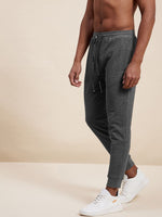 Men's Dark Grey Self Fabric Joggers