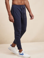 Men's Navy Self Fabric Joggers