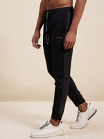 Men's Black Relax Fit Side Tape Joggers