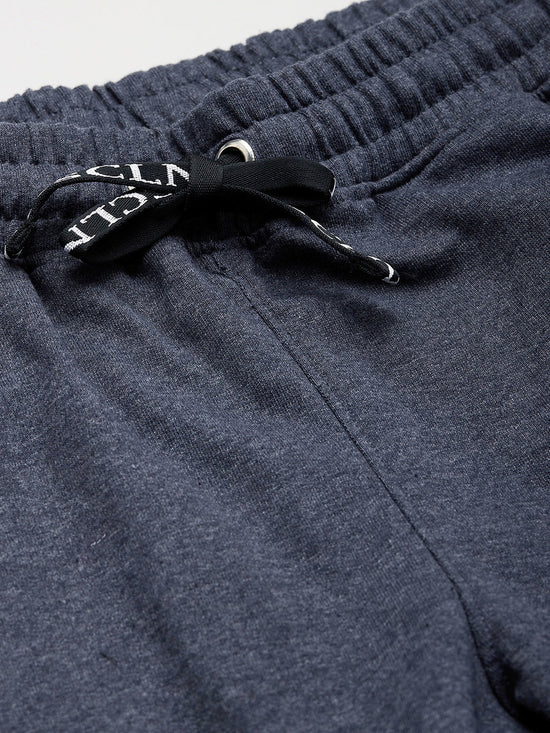 Men's Blue Melange Relax Fit Stitch Detail Joggers