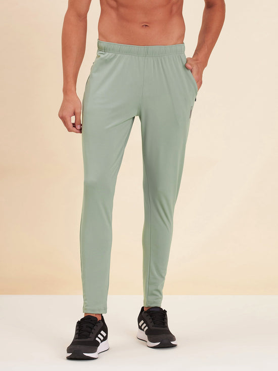 Men Olive Dry Fit Stretchable Slim Track Pants