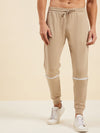 Men Beige Relax Fit Zipper Detail Joggers