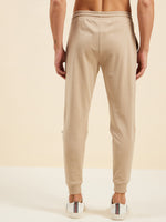 Men Beige Relax Fit Zipper Detail Joggers