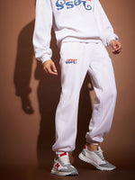 Men White Fear Less Oversized Joggers